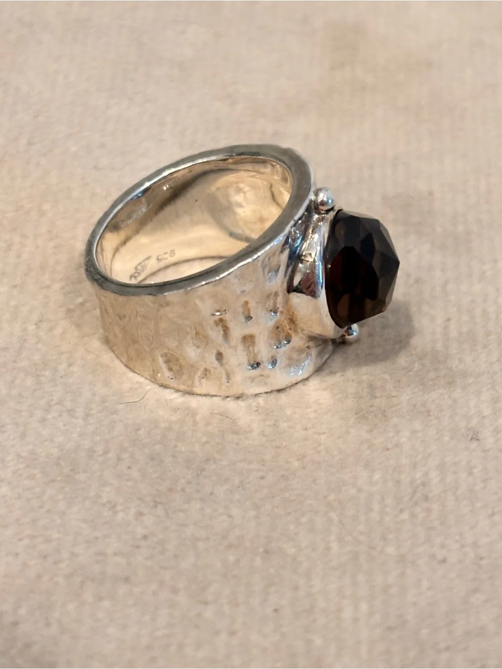 Designer 925 Sterling Sterling Silver Smokey Quartz Ring - Size 6